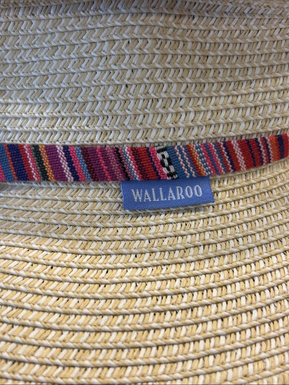 Wallaroo Cream Straw Petite Sedona Panama Sun Hat with Multicolor Woven Band New - Picture 2 of 3
